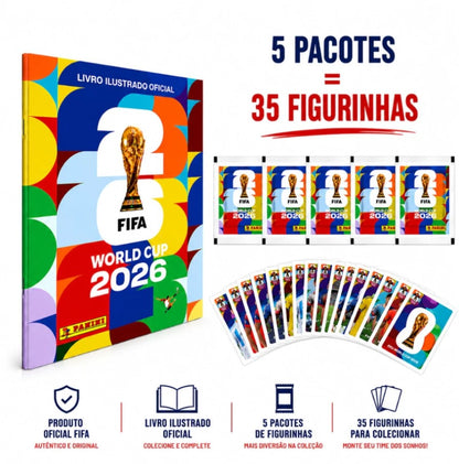 Kit Álbum Copa Do Mundo FIFA 2026 Brochura + 70 Figurinhas 10 Pacotes Colecionáveis Original