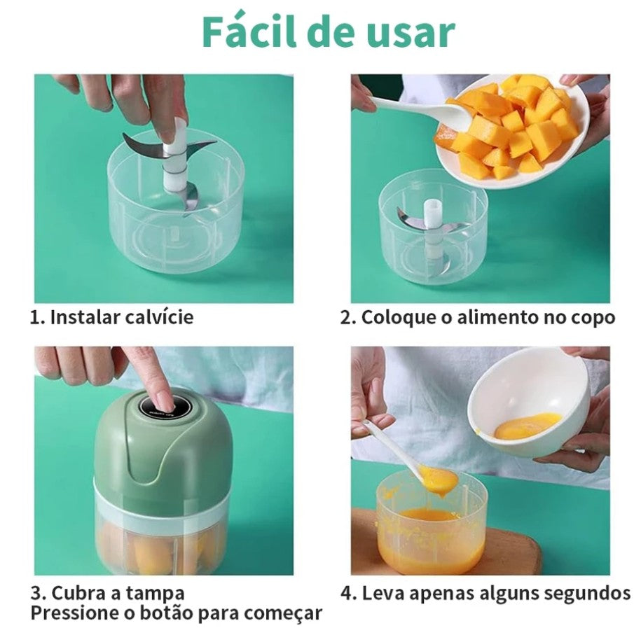 Mini Processador Triturador Sem Fio Elétrico De Alimentos Para Legumes Alho Gengibre 250ML