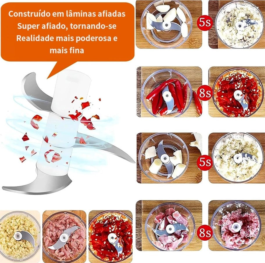 Mini Processador Triturador Sem Fio Elétrico De Alimentos Para Legumes Alho Gengibre 250ML