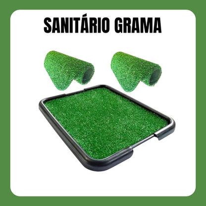 Kit 2 Sanitário Canino Pet Cachorro Com Grama Sintetica Tapete Higiênico