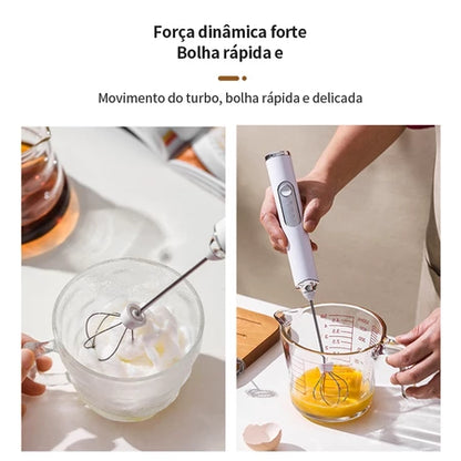 Batedor Misturador Mixer Elétrico para Bebidas Leite Café Clara de Ovos 2 em 1 Utensílios de Cozinha