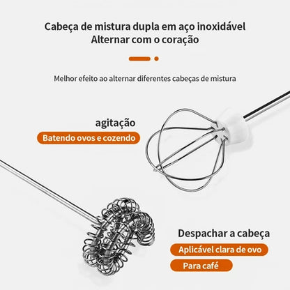 Batedor Misturador Mixer Elétrico para Bebidas Leite Café Clara de Ovos 2 em 1 Utensílios de Cozinha