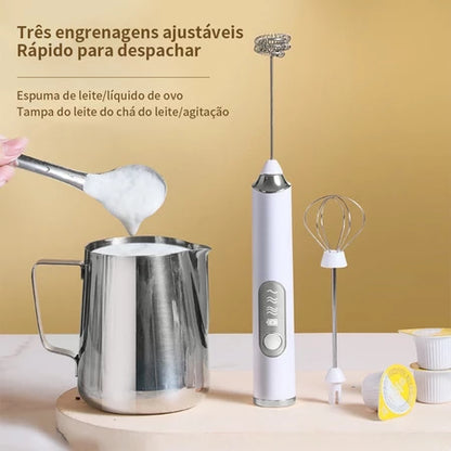 Batedor Misturador Mixer Elétrico para Bebidas Leite Café Clara de Ovos 2 em 1 Utensílios de Cozinha