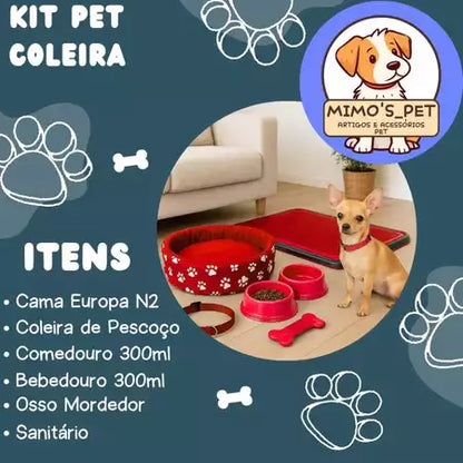 Kit Para Pet Coleira De Pescoço Sanitário Caminha Para Cachorro Pequeno