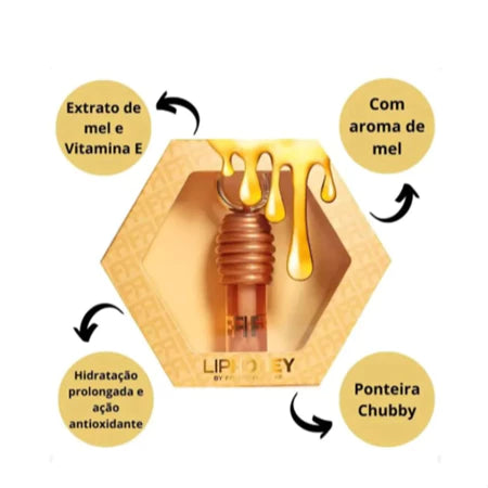 LIPHONEY Gloss Labial Hidratação Prolongada na fragrancia e sabor de Mel - Chaveiro Gramour e Elegancia