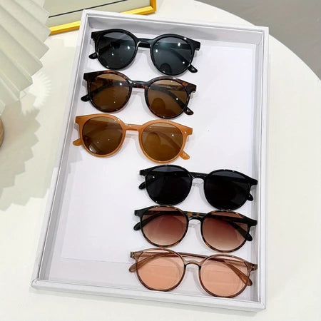 Óculos de sol feminino oval retrô de luxo UV400 – design europeu elegante