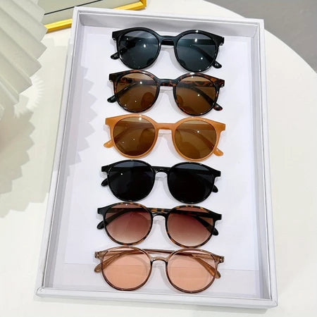 Óculos de sol feminino oval retrô de luxo UV400 – design europeu elegante