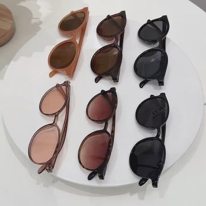 Óculos de sol feminino oval retrô de luxo UV400 – design europeu elegante