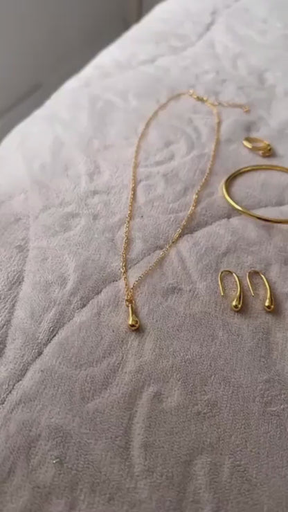 Conjunto De Joias Banhadas A Ouro Feminino Gota D'água – 4 Peças De Anel , Colar , Brincos , Pulseira , Presente Elegant
