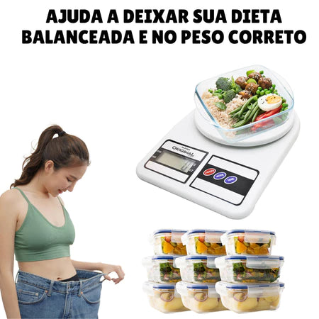 Balança de Cozinha Digital Alta Precisão 10Kg para Dieta Fitness
