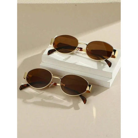 2 peças Óculos de Moda Feminina com Armação Metálica Oval e hexagonal Novos Óculos moda de Estilo vintage dia a dia Y2K