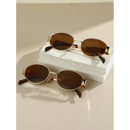 2 peças Óculos de Moda Feminina com Armação Metálica Oval e hexagonal Novos Óculos moda de Estilo vintage dia a dia Y2K