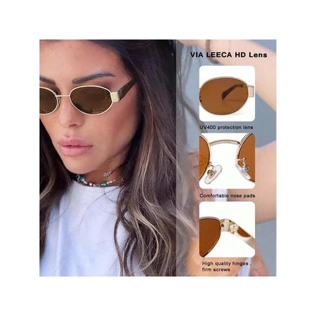 2 peças Óculos de Moda Feminina com Armação Metálica Oval e hexagonal Novos Óculos moda de Estilo vintage dia a dia Y2K