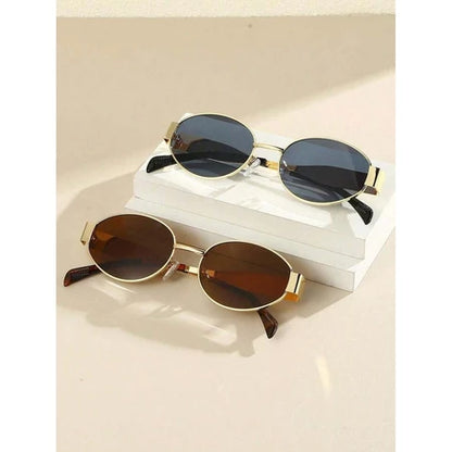 2 peças Óculos de Moda Feminina com Armação Metálica Oval e hexagonal Novos Óculos moda de Estilo vintage dia a dia Y2K