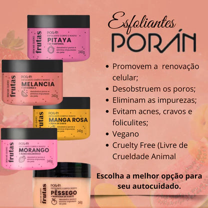 Esfoliante Corpo e Rosto de Frutas Porán Linha Bem Me Quero 240g Vegano