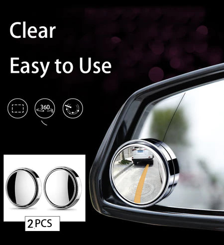 2 Pçs Quadro Redondo Convexo Espelho De Ponto Cego Segurança Condução Grande Angular 360 Graus Ajustável Retrovisor Clar