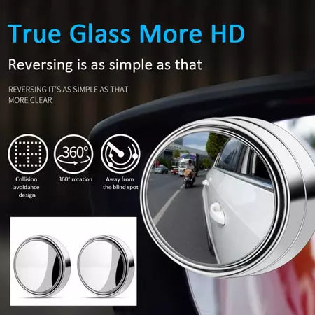 2 Pçs Quadro Redondo Convexo Espelho De Ponto Cego Segurança Condução Grande Angular 360 Graus Ajustável Retrovisor Clar