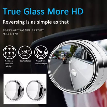 2 Pçs Quadro Redondo Convexo Espelho De Ponto Cego Segurança Condução Grande Angular 360 Graus Ajustável Retrovisor Clar