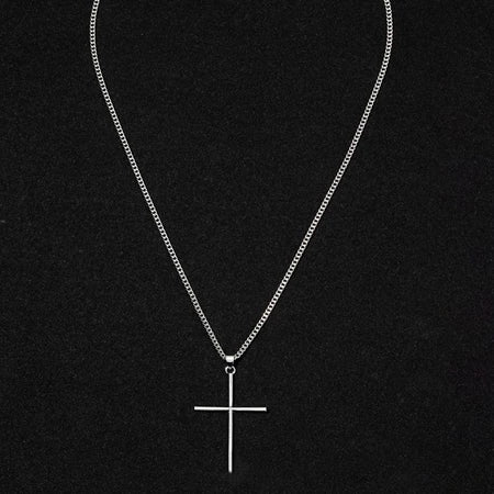 Colar Minimalista Com Pingente De Cruz , Joia Elegante Masculina , Presente Em Qualquer Ocasião