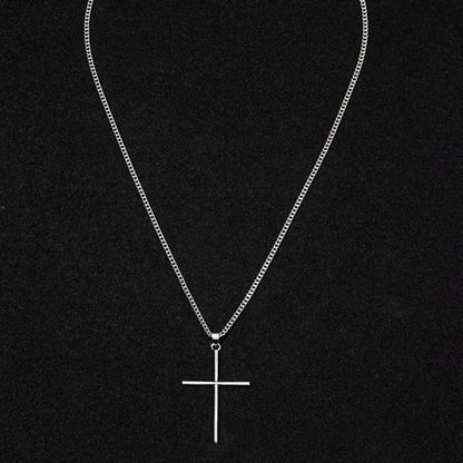 Colar Minimalista Com Pingente De Cruz , Joia Elegante Masculina , Presente Em Qualquer Ocasião