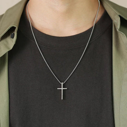 Colar Minimalista Com Pingente De Cruz , Joia Elegante Masculina , Presente Em Qualquer Ocasião