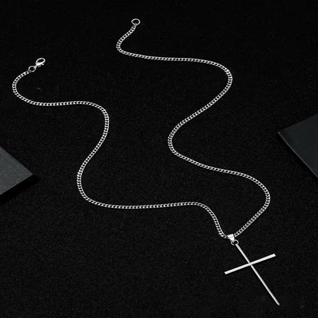 Colar Minimalista Com Pingente De Cruz , Joia Elegante Masculina , Presente Em Qualquer Ocasião