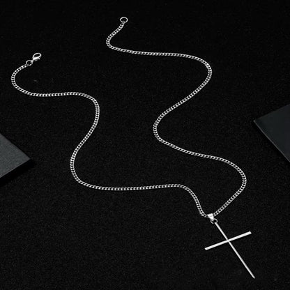 Colar Minimalista Com Pingente De Cruz , Joia Elegante Masculina , Presente Em Qualquer Ocasião